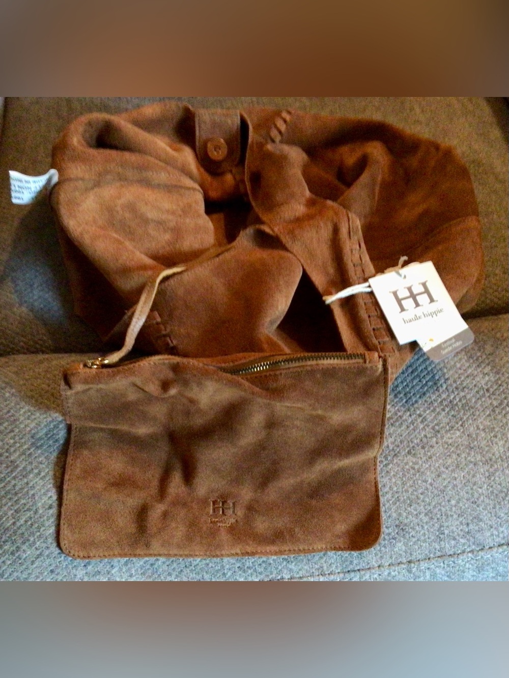 Haute Hippie / Chestnut Brown Slouchy Suede Festival Hobo Bag - NWT - Picture 7 of 14